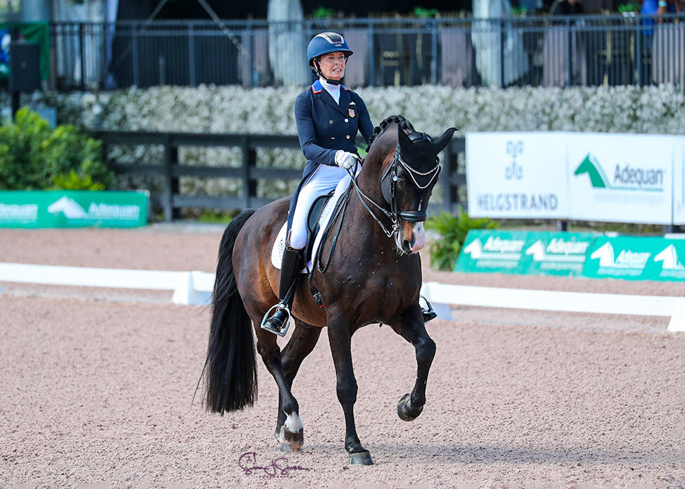USA's Charlotte Jorst and Kastel's Nintendo take centre stage at Winter Equestrian Festival under the lights tonight.
