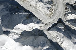 Satellite image of Mount Steele before the Oct. 11, 2015, landslide.