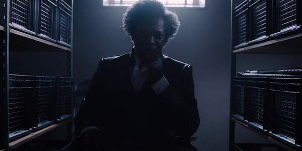 Glass Elijah Price Samuel L Jackson in the supply room