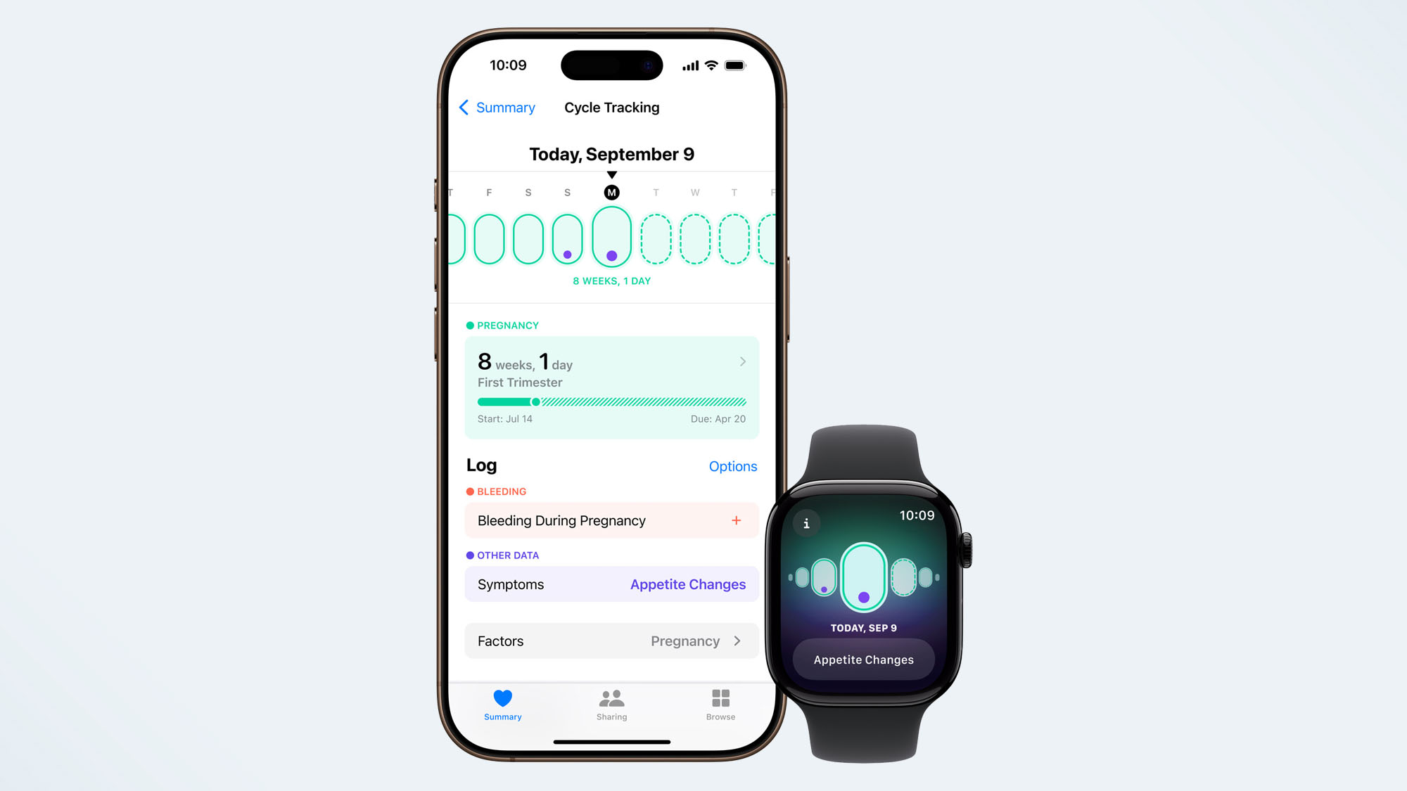 photos of the cycle tracking features on Apple