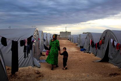 Kurdish refugees from Syria in a camp in Turkey.