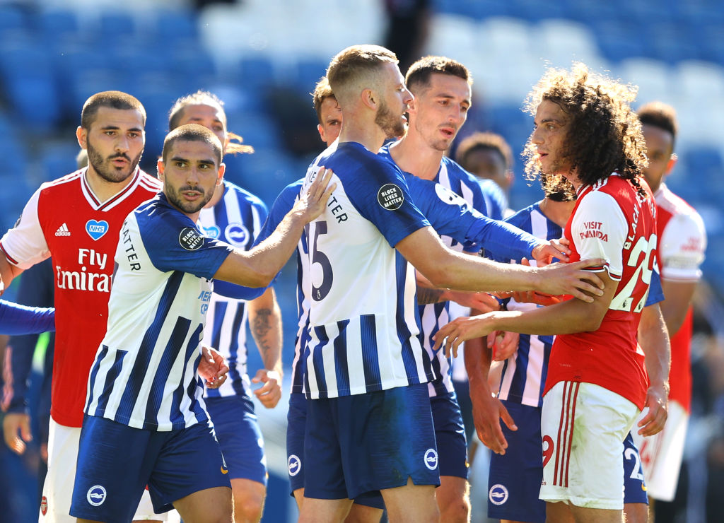 Tensions flared during Brighton's meeting with Arsenal in June 2020