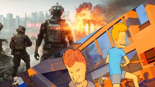 Battlefield 6 key art and Call of Duty's Beavis and Butthead