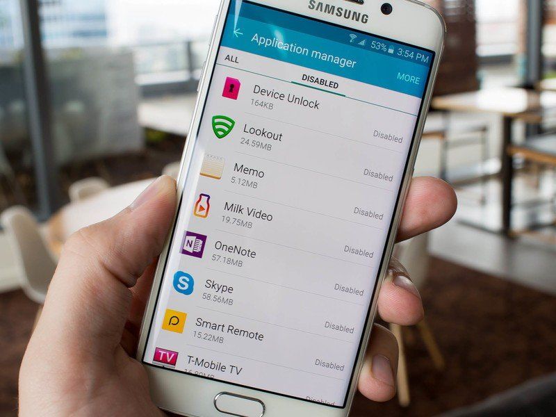 Samsung Galaxy S6 disabled apps