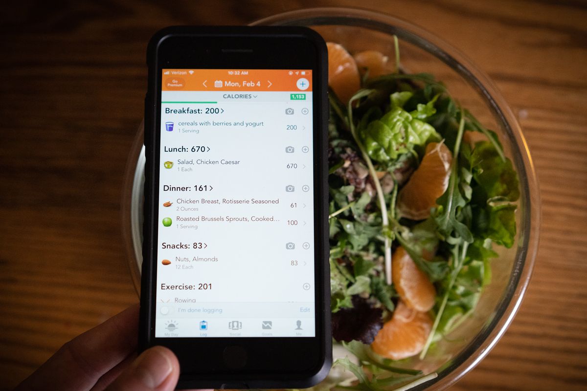 A diet-tracking app on a smartphone.