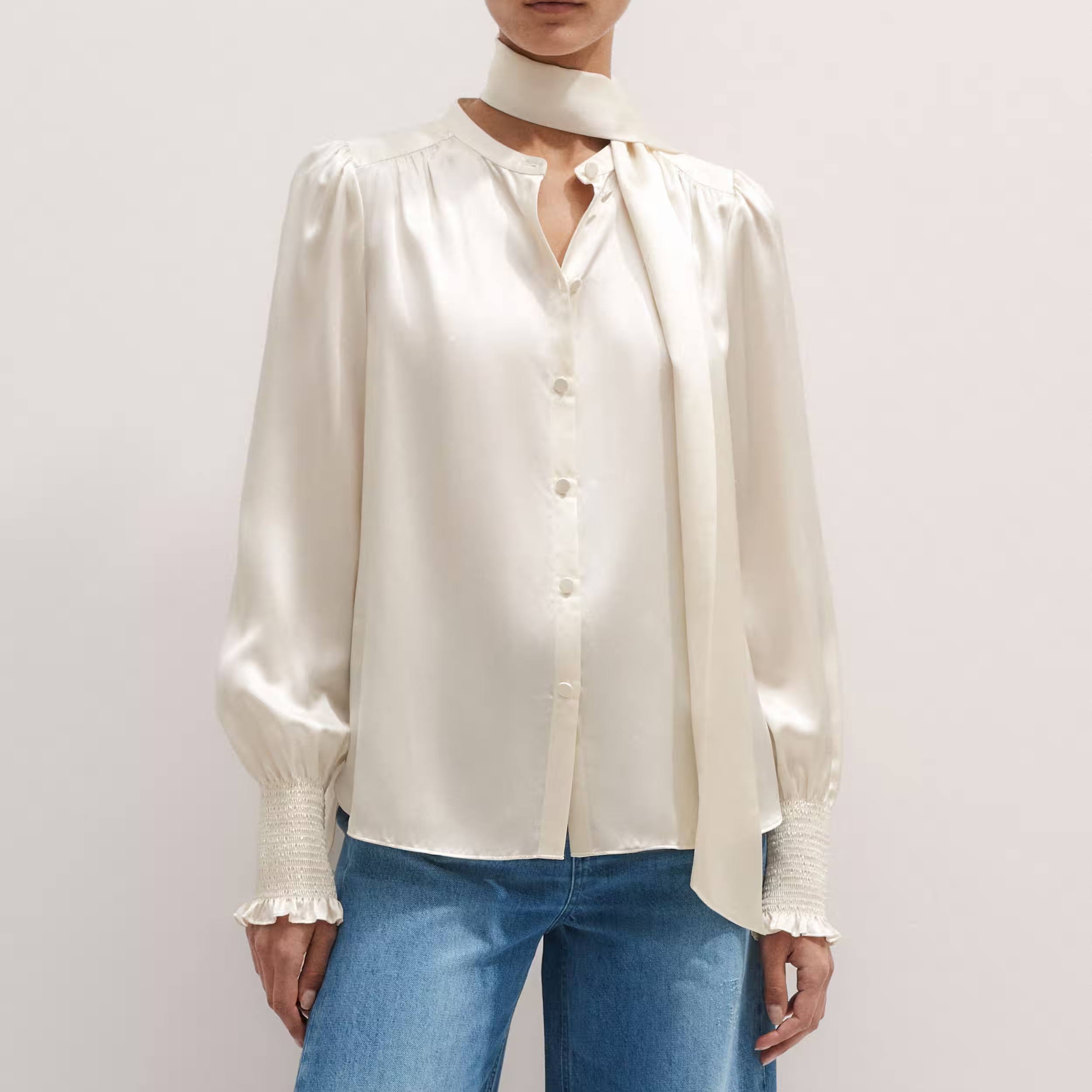 ME+EM, Silk Satin Blouse + Tie
