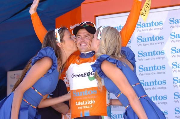 Gerrans takes the kisses as race leader.