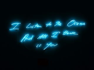 'I Listen To The Ocean And All I Hear Is You' artwork in blue