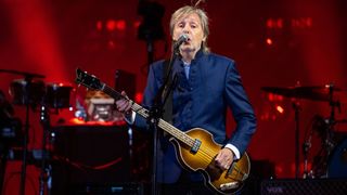 Paul McCartney playing live at Glastonbury