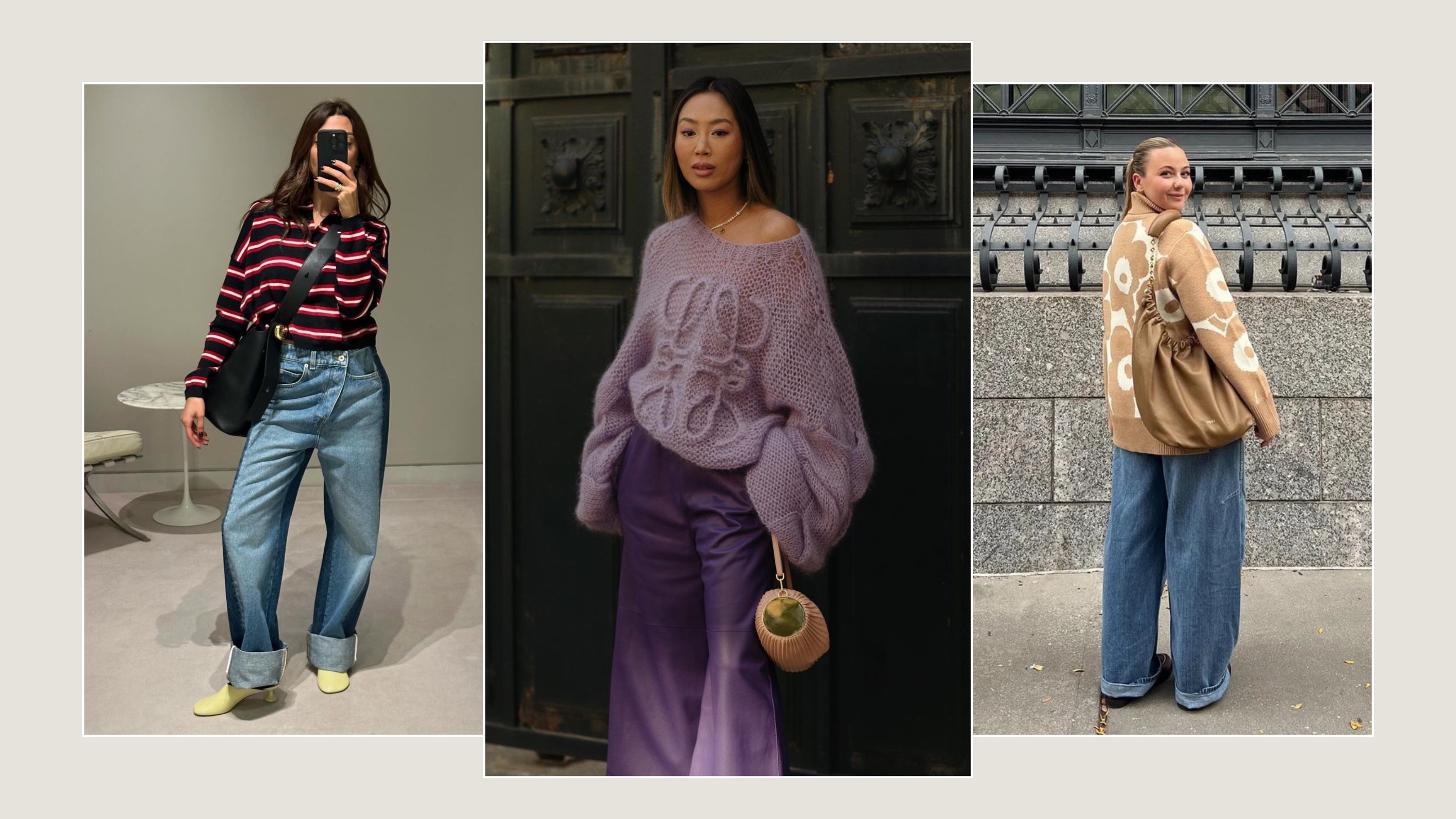 @smythsisters; @aimeesong; @oliviamarcus, wearing Loewe handbags.