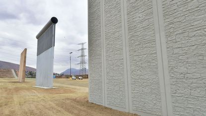 Prototypes of Donald Trump's proposed border wall near the US-Mexico border