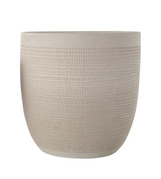 Creative Co-Op Large Matte White Embossed Stoneware Planter