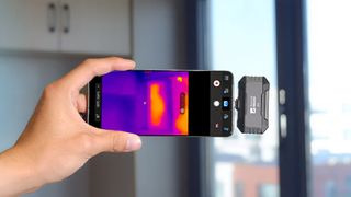 Thermal Master P1 connected to a phone.