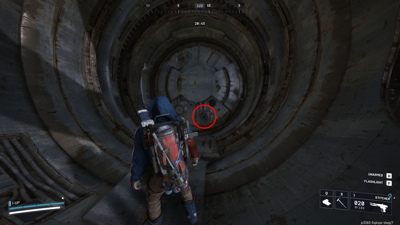 Arc Raiders A Prime Specimen: A player looking inside the central cylinder of an Arc Deforester.