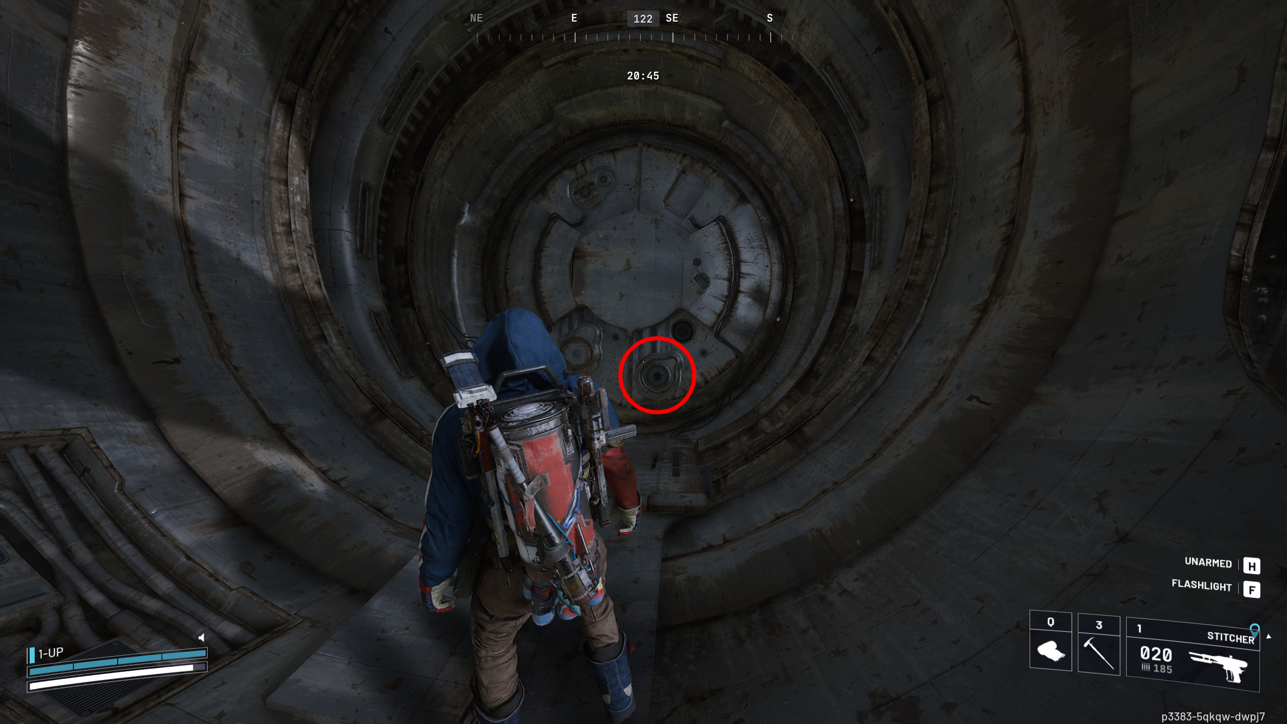 Arc Raiders A Prime Specimen: A player looking inside the central cylinder of an Arc Deforester.