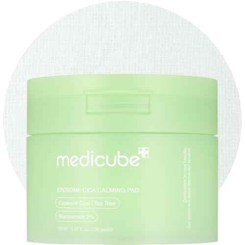 Medicube Toner Pads Exosome Cica Tea Tree Calming Toner Pad for Sensitive Skin | Centella Asiatica for Redness, Breakouts | Low-Irritating &amp;amp; Hydrating Care | Korean Skincare, 100 Pads (1 Pack)