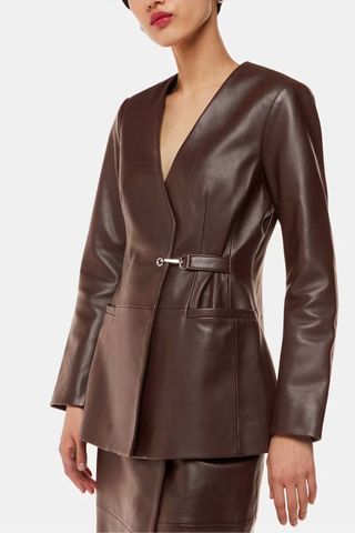 Whistles Josie Wrap Leather Blazer