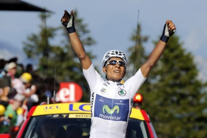 Nairo Quintana (Movistar), elated to finally get that elusive Tour de France stage win