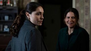 Juliana Aidén Martinez as Det. Kate Silva and Katie Kreisler as Fran Daly in Law & Order: SVU season 26 episode 12