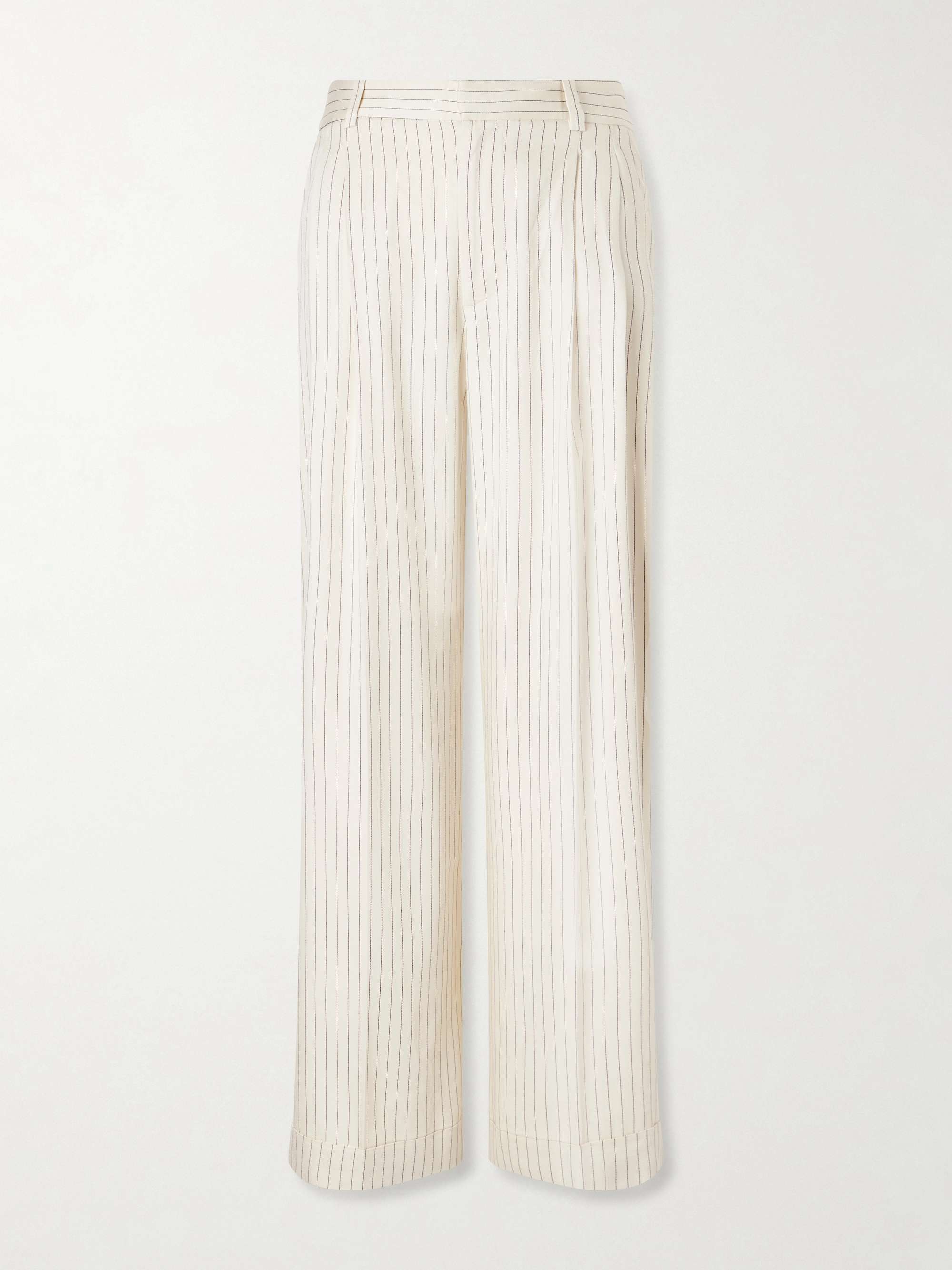Avenue Pleated Striped Woven Wide-Leg Pants