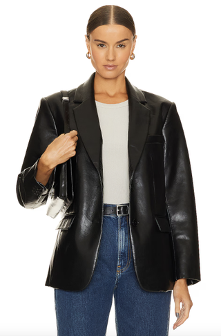 Anine Bing Faux Leather Blazer