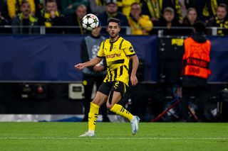 Yan Couto of Borussia Dortmund during the UEFA Champions League 2024/25 League Phase MD2 match between Borussia Dortmund and Celtic FC at BVB Stadion Dortmund on October 1, 2024 in Dortmund, Germany.