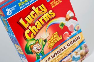 Lucky Charms breakfast cereal.