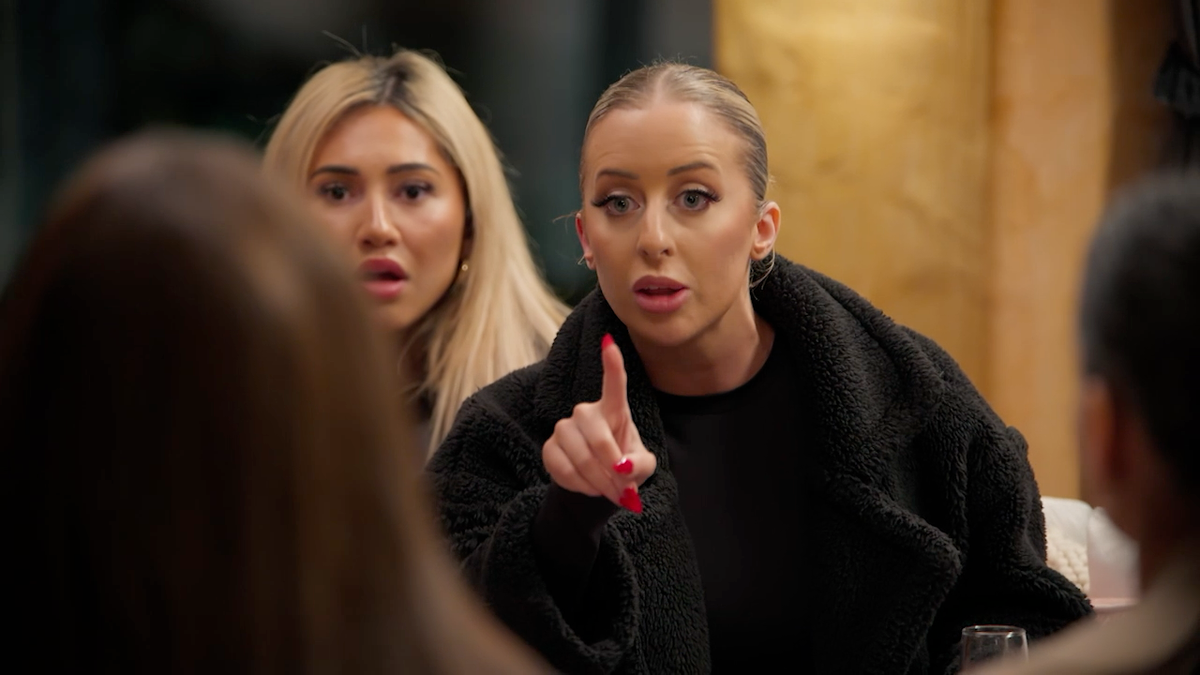 Jamie getting serious during an argument with Lauren during the Couples Retreat on Married at First Sight Australia Season 12