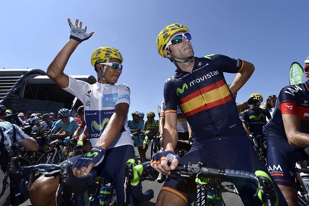 Movistar riders Nairo Quintana and Alejandro Valverde