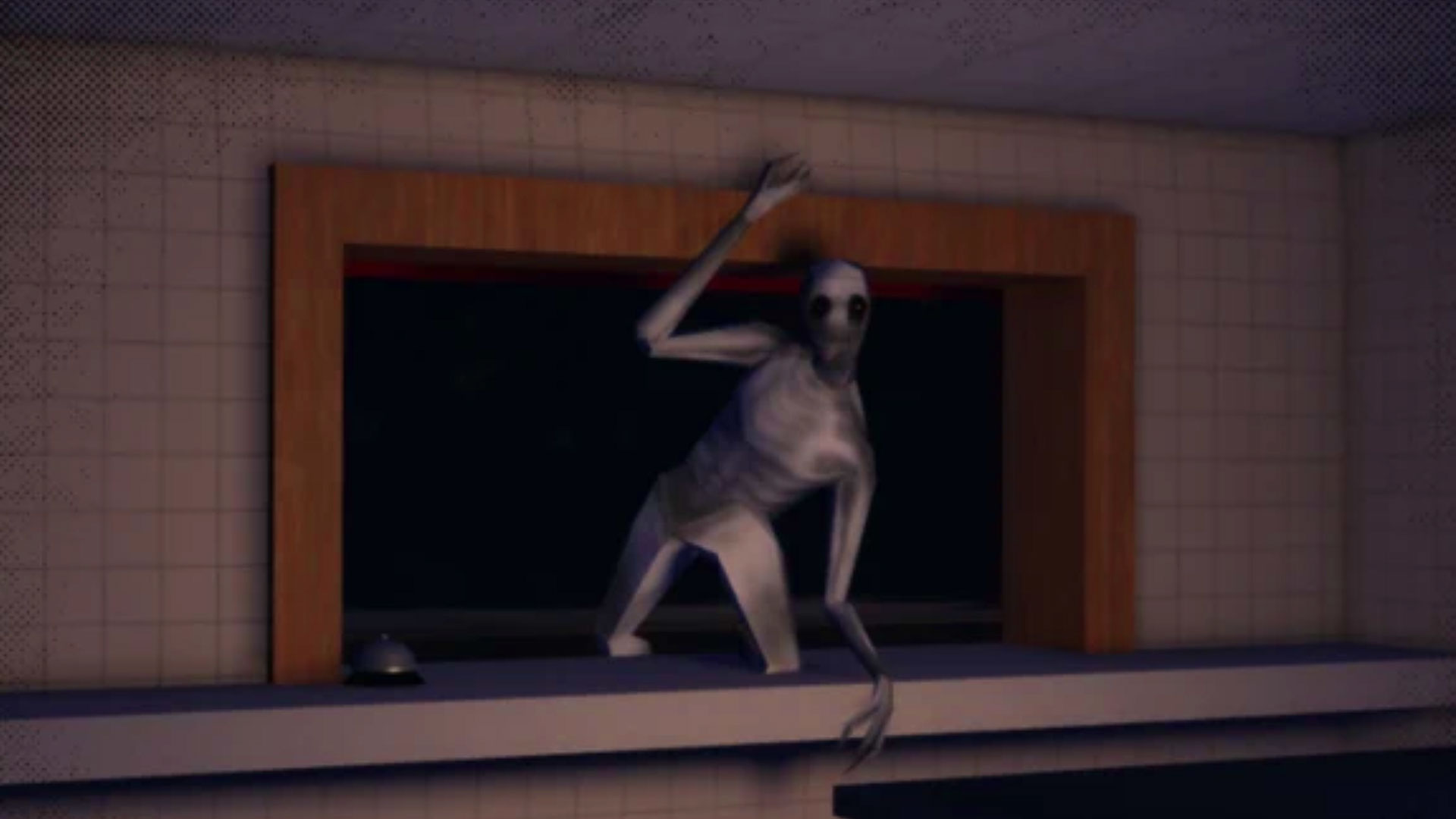 Road-side Shawarma's creepy customer monster crawling through the serving window