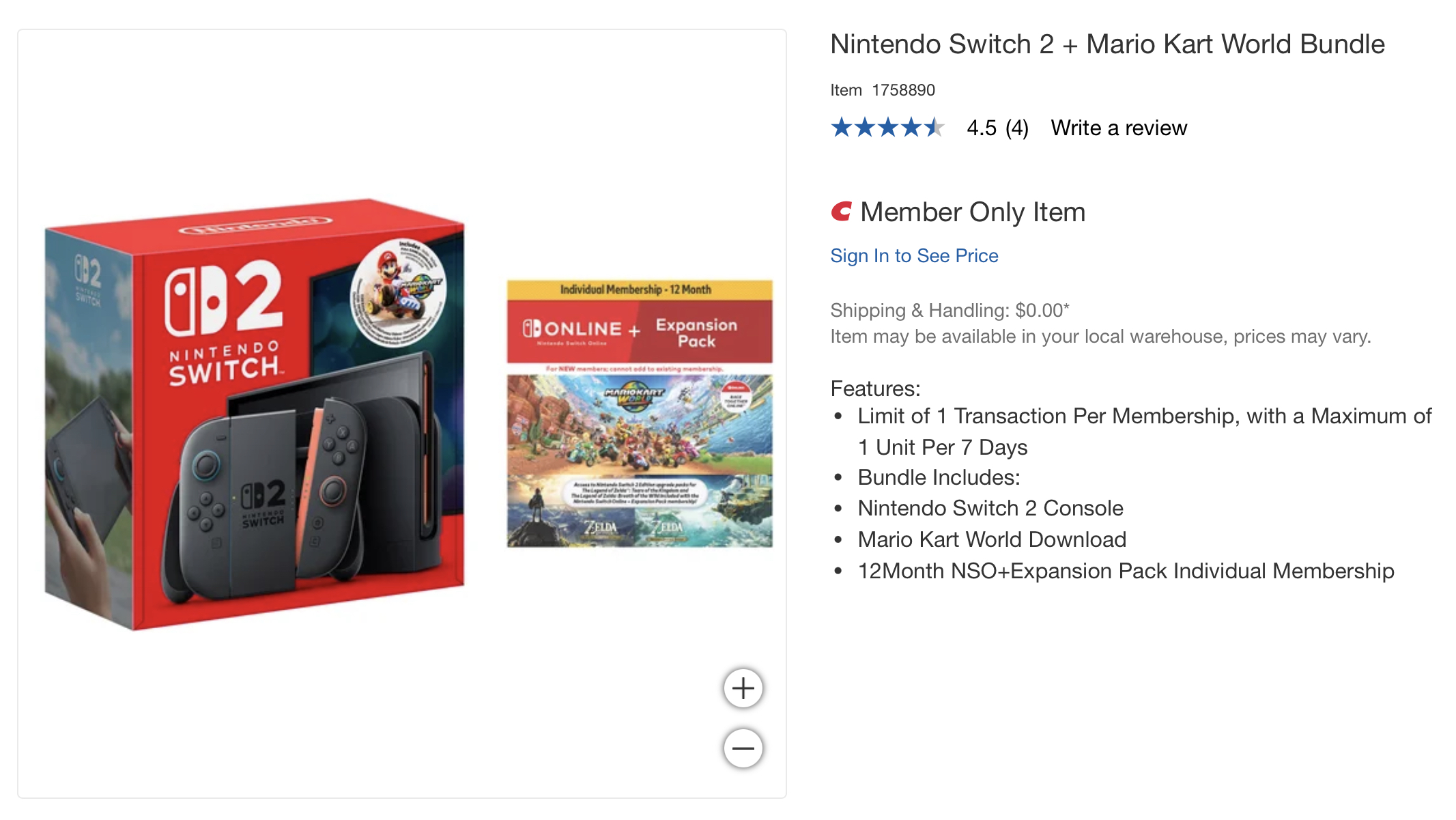 Costco Nintendo Switch 2 Bundle