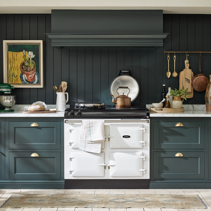 Neptune navy kitchen with matching extractor