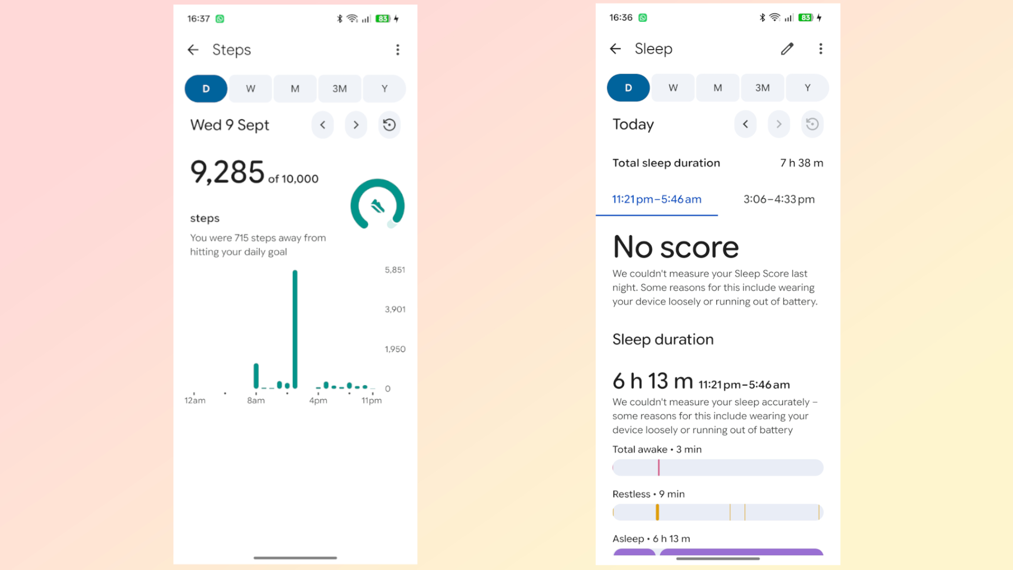 Fitbit Air vs Fitbit Flex stats