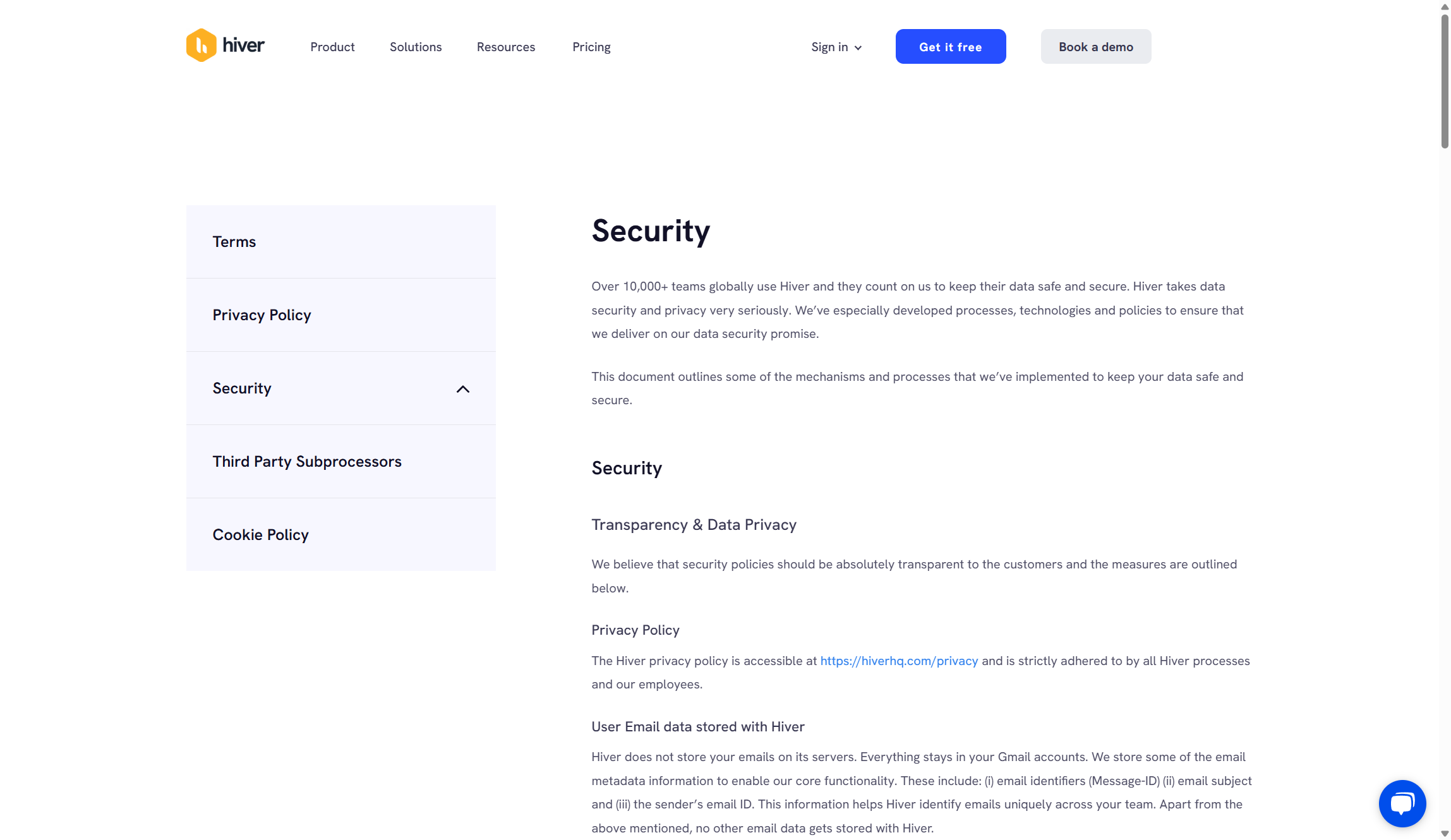 Hiver security notice