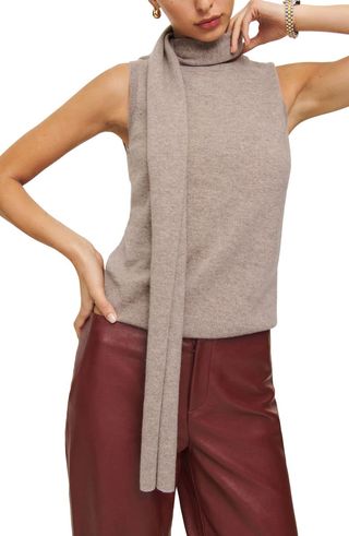 Reformation Sleeveless Cashmere Sweater With Scarf