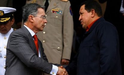 Colombia's Alvaro Uribe and Venezuela's Hugo Chavez are at odds