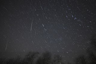 Photographer Timothy Wenzel created this composite of six Lyrid meteor photos he captured from Midland, Michigan, in the early morning hours of April 22, 2020. 