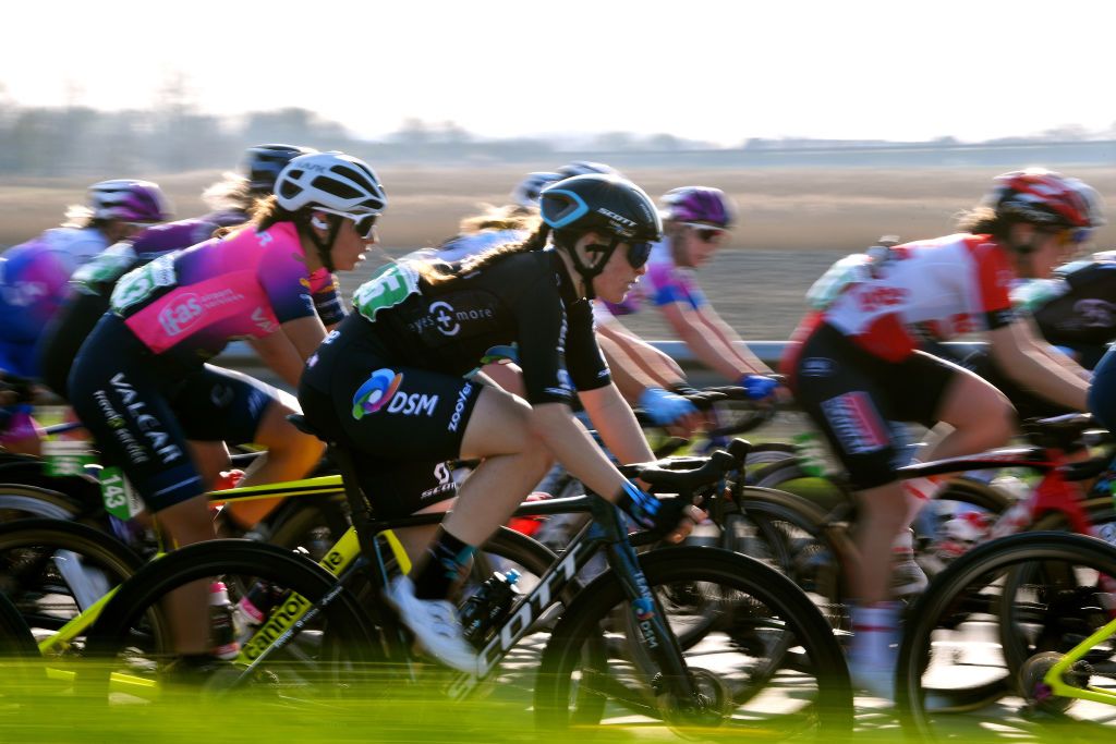 DE PANNE BELGIUM MARCH 24 Charlotte Kool of Netherlands and Team DSM competes during the 5th Exterioo Womens Classic BruggeDe Panne 2022 a 1628km one day race from Brugge to De Panne Exteriooclassic UCIWWT on March 24 2022 in De Panne Belgium Photo by Luc ClaessenGetty Images