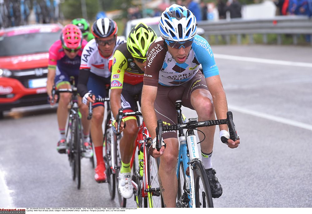 Axel Demont (AG2R La Mondiale) takes a turn on the front of the day's breakaway