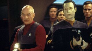 (L-R) Patrick Stewart as Jean-Luc Picard and Brent Spiner as Data in Star Trek: First Contact