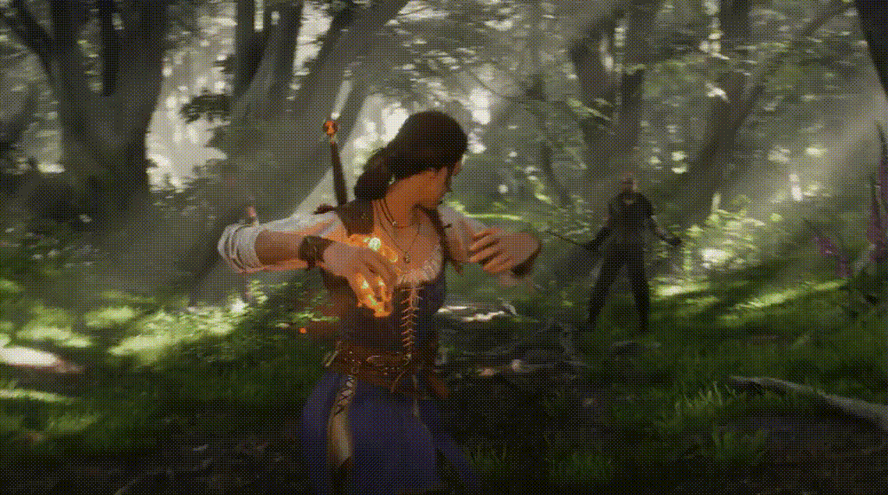 an gif of a Fable 4 hero throwing a fireball at an enemy