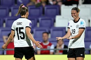 Klara Buhl celebrates