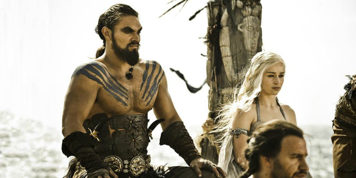 Game of Thrones Jason Momoa Khal Drogo Emilia Clarke Daenerys HBO