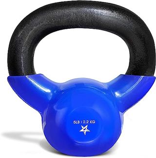 Yes4all 5 Lb Kettlebell Weight Vinyl Coated Cast Iron for Dumbbell Weights Exercises, Gym, Fitness, Full Body Workout Equipment Push Up, Grip and Strength Training, Blue