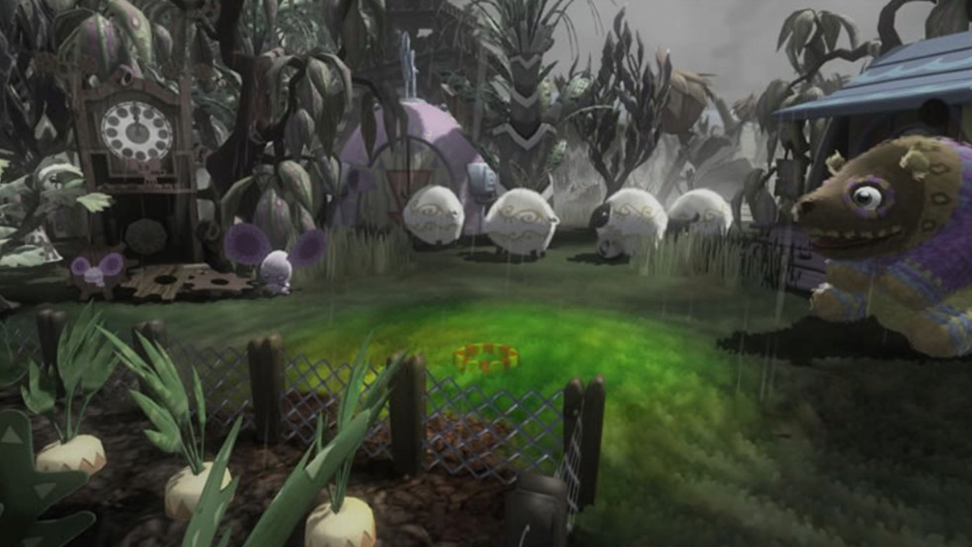 Sheep and a bear at night in Viva Pinata