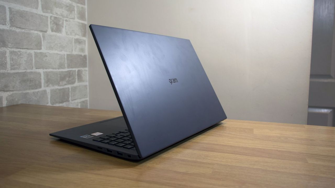 A photograph of the LG Gram 16 (2022) on a table