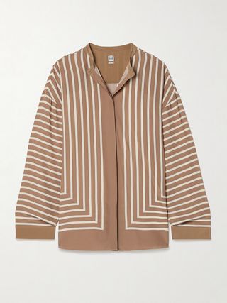 Striped Silk-Crepe Blouse