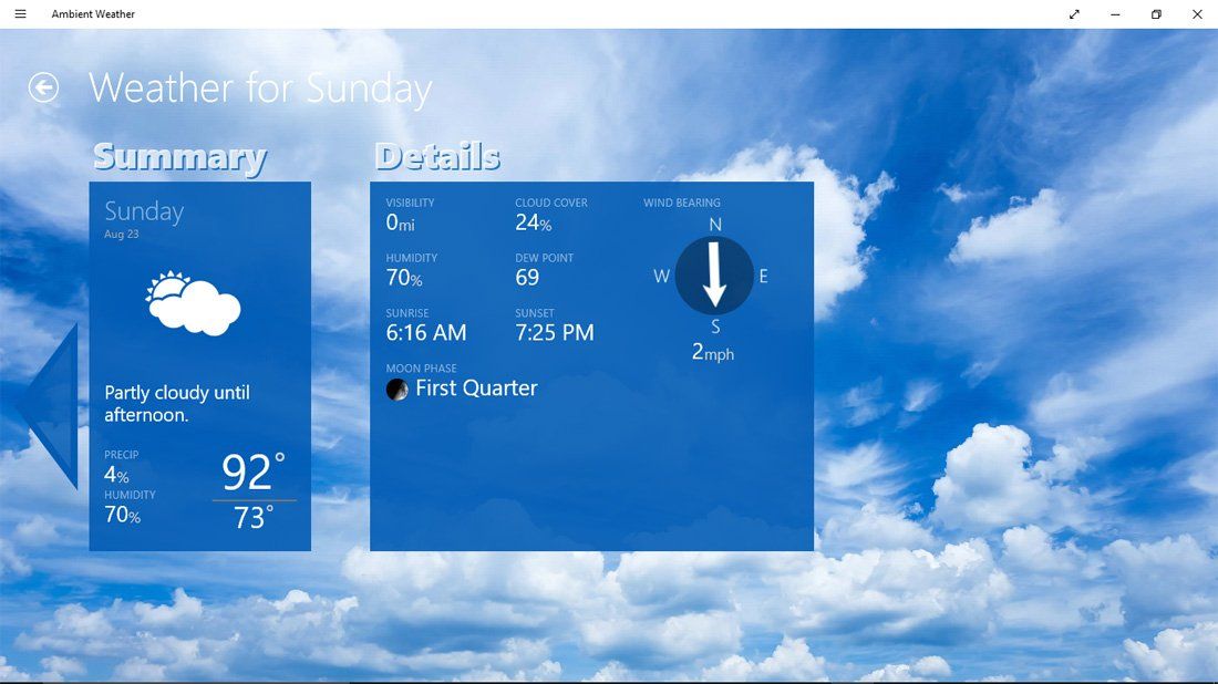 Ambient Weather, revisiting the simple weather app in the Windows 10