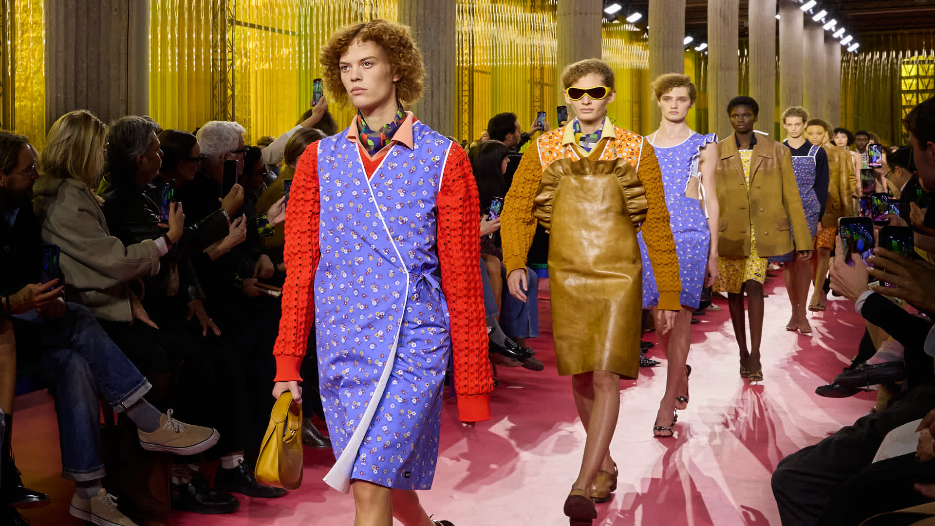 models in the finale of the miu miu ss26 show