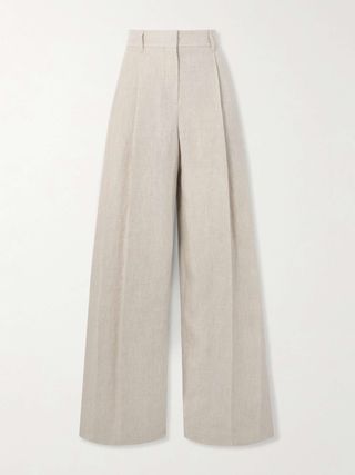 Pleated Linen Wide-Leg Pants